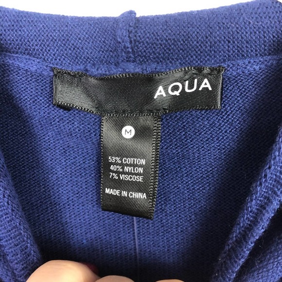 Aqua Tie Dye Long Sleeve Hoodie Blue White Medium - Picture 7 of 9